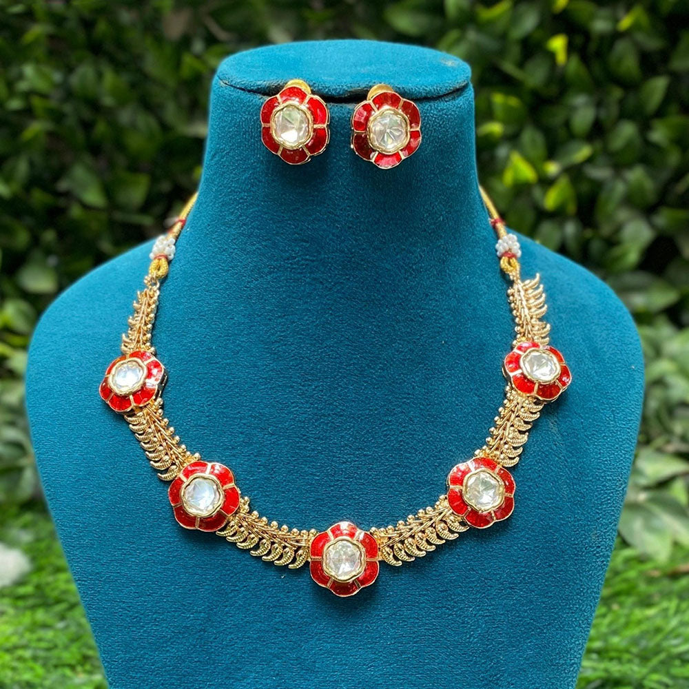 Amoliya Jewels Royal Polki Kundan And Meenakari Necklace Set