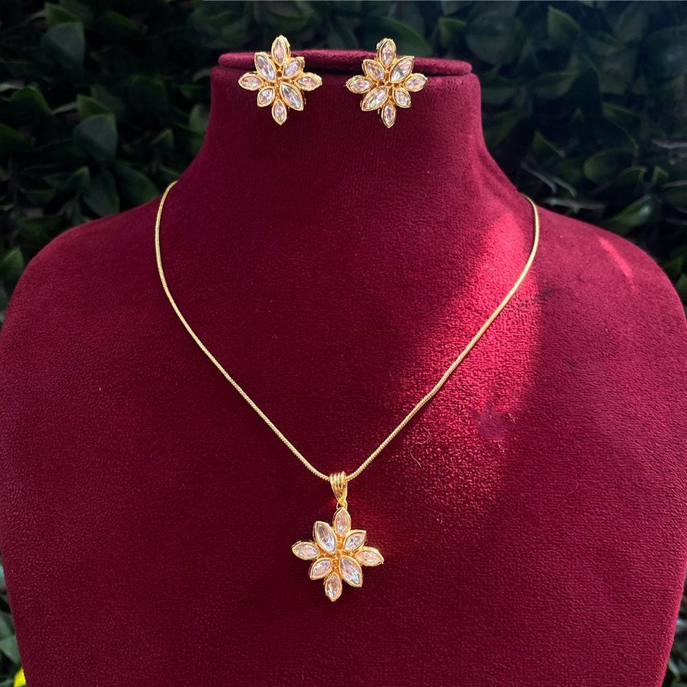 Amoliya Jewels Regal Polki Kundan Stone Chain Pendant Set