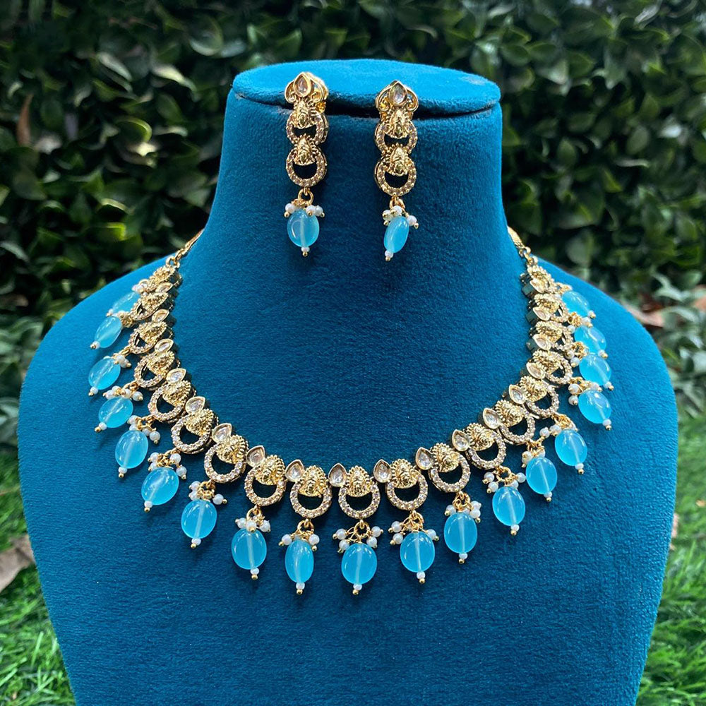 Amoliya Jewels Classic Ethnic Polki Kundan Pearl And Beads Necklace Set
