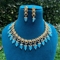 Amoliya Jewels Classic Ethnic Polki Kundan Pearl And Beads Necklace Set