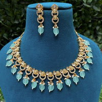 Amoliya Jewels Classic Ethnic Polki Kundan Pearl And Beads Necklace Set