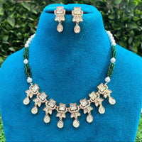 Amoliya Jewels Classic Ethnic Polki Kundan Pearl And Beads Necklace Set