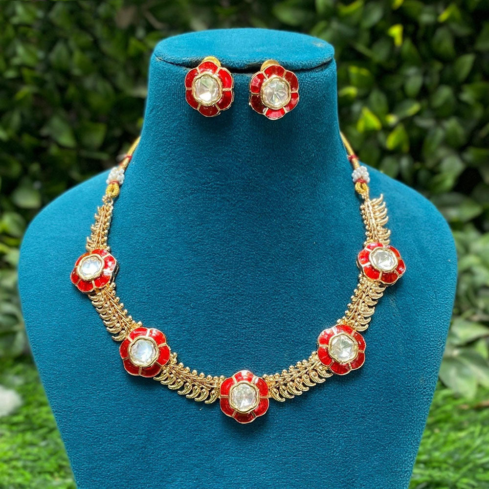 Amoliya Jewels Royal Polki Kundan And Meenakari Necklace Set