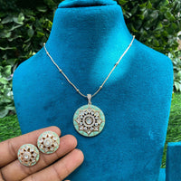 Amoliya Jewels Regal Polki Kundan Stone Chain Pendant Set