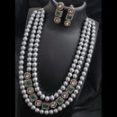 Amoliya Jewels Ethnic Oxidised Plated Pota StoneAnd Bead Necklace Set