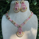 Amoliya Jewels Designer Polki Kundan Stone And Beads Necklace Set