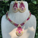Amoliya Jewels Designer Polki Kundan Stone And Beads Necklace Set