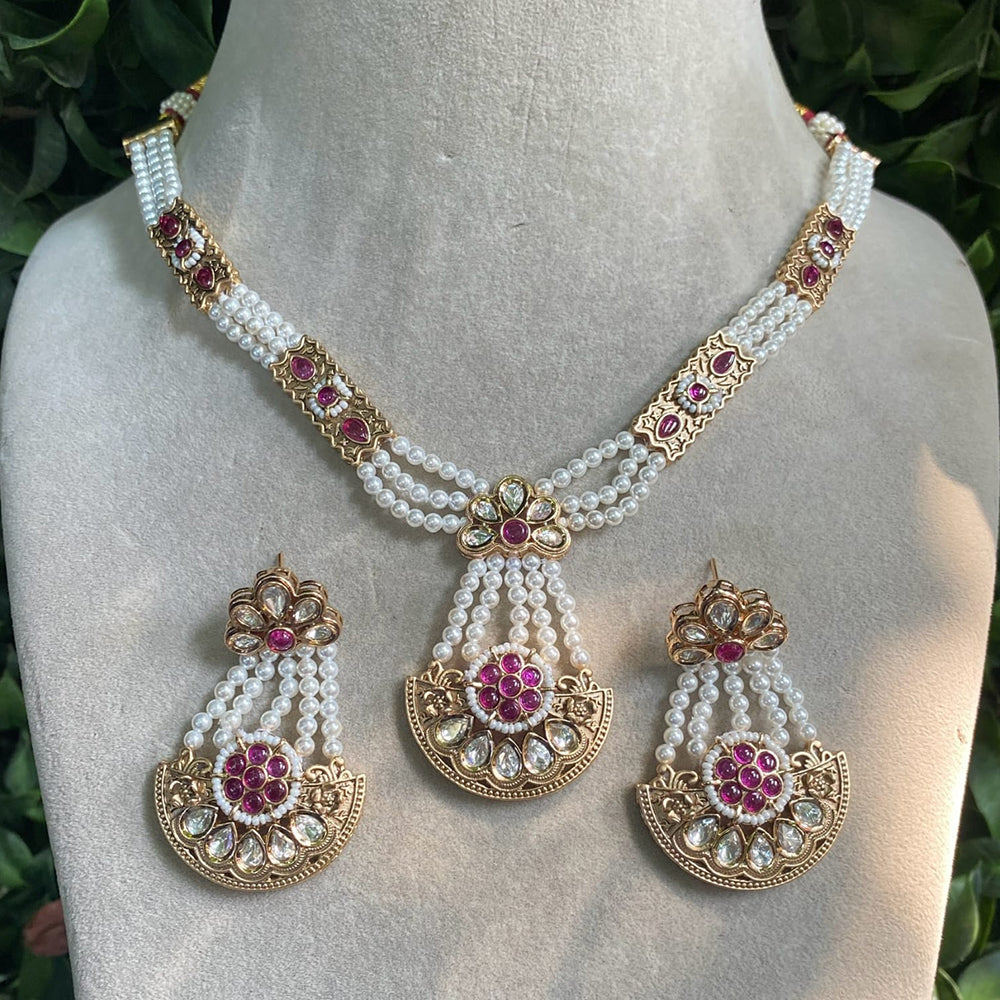 Amoliya Jewels Designer Polki Kundan Stone And Beads Necklace Set