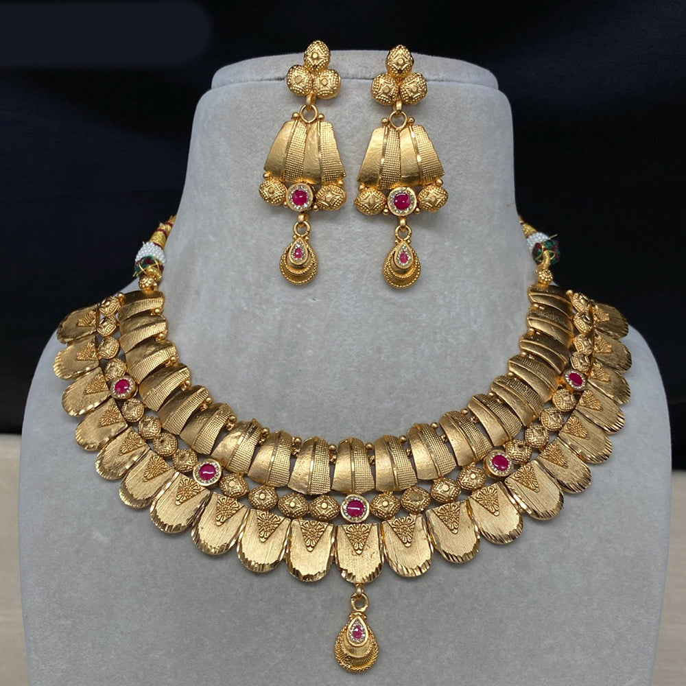Amoliya Jewels Ethnic Pota Stone Graceful Necklace Set