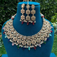 Amoliya Jewels Designer Polki Kundan Stone And Beads Necklace Set