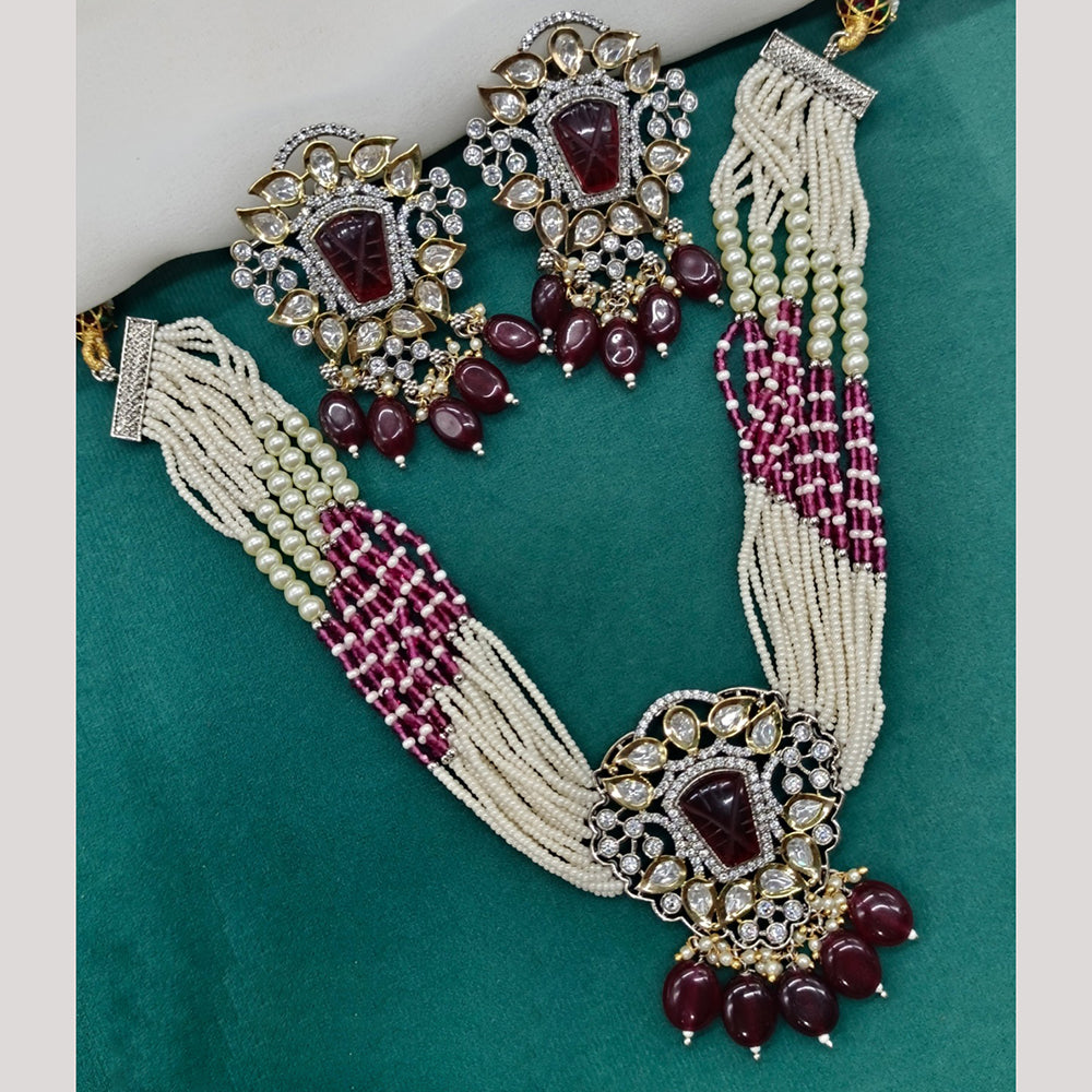 Amoliya Jewels Designer Polki Kundan Stone And Beads Necklace Set
