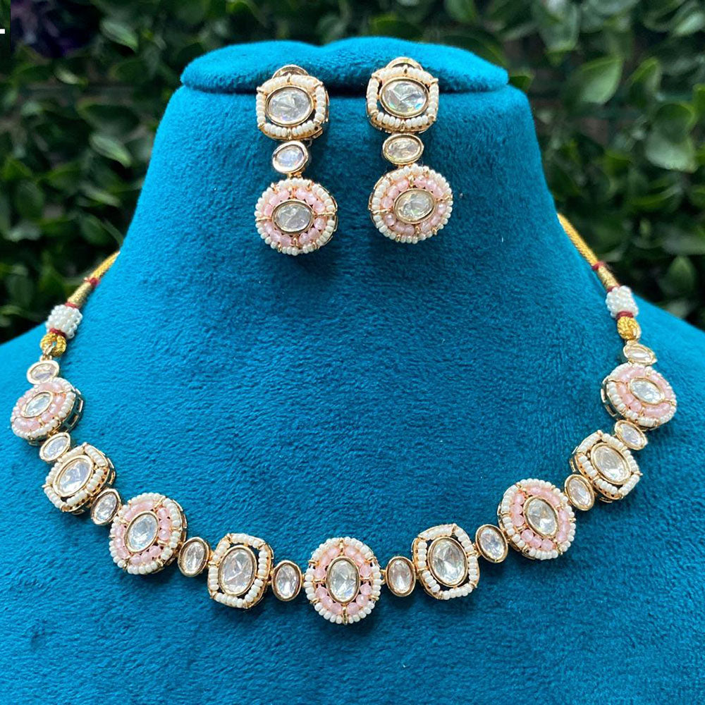 Amoliya Jewels Designer Polki Kundan Stone And Pearl Necklace Set