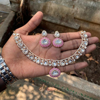 Amoliya Jewels Designer Polki Kundan Stone And Pearl Necklace Set