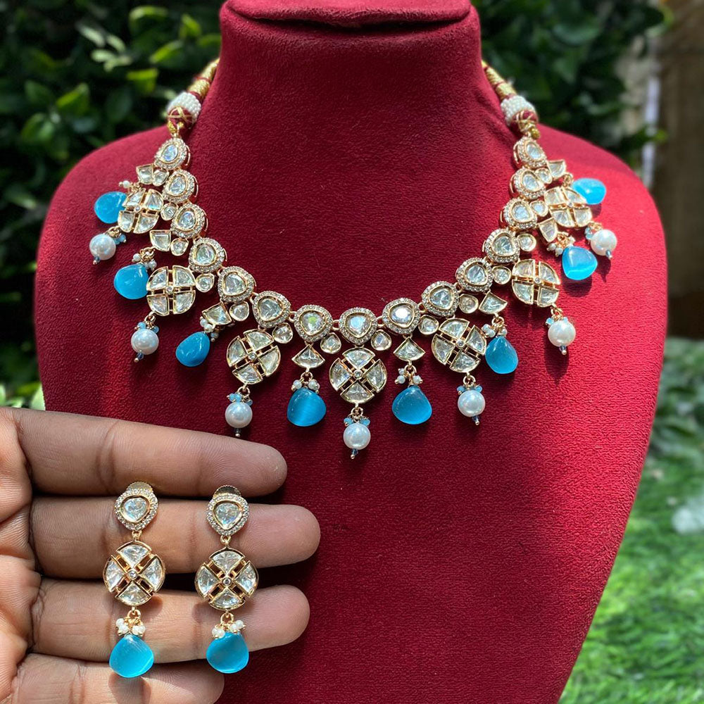 Amoliya Jewels Designer Polki Kundan Stone And Beads Necklace Set