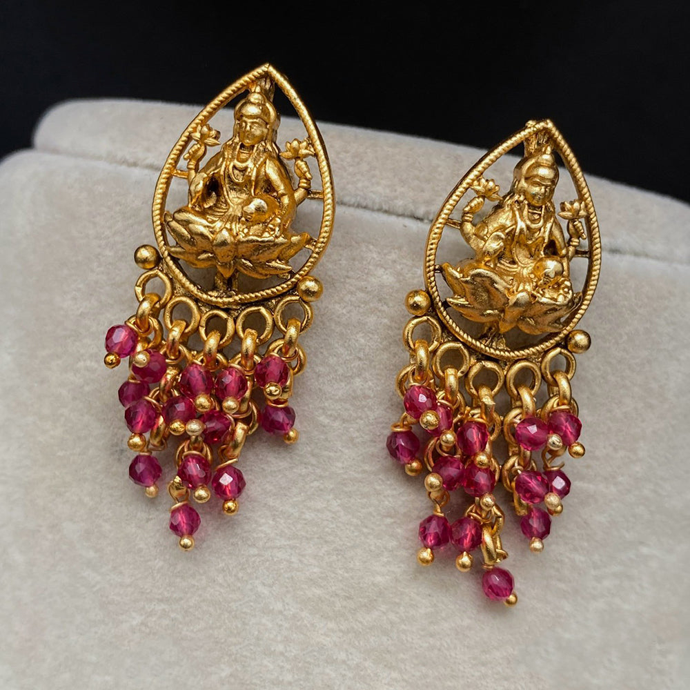 Amoliya Jewels Royal Look Goddess Temple Pearl Dangler Earrings