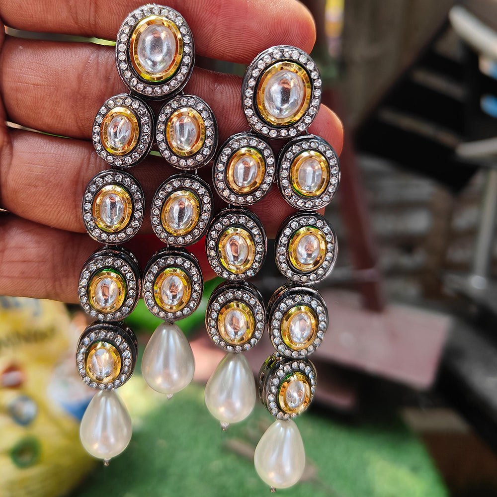 Amoliya Jewels Premium Polki Kundan Beads Dangler Earrings
