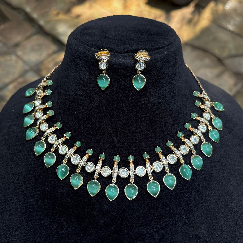 Amoliya Jewels Premium Polki Kundan Stone  And Pearl Necklace Set
