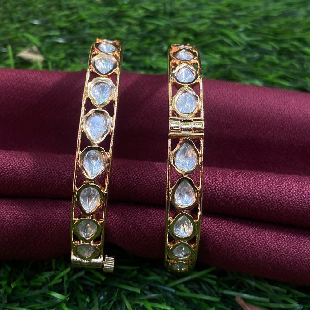 Amoliya Jewels Classic Ethnic Polki Kundan Openable Bangles Set