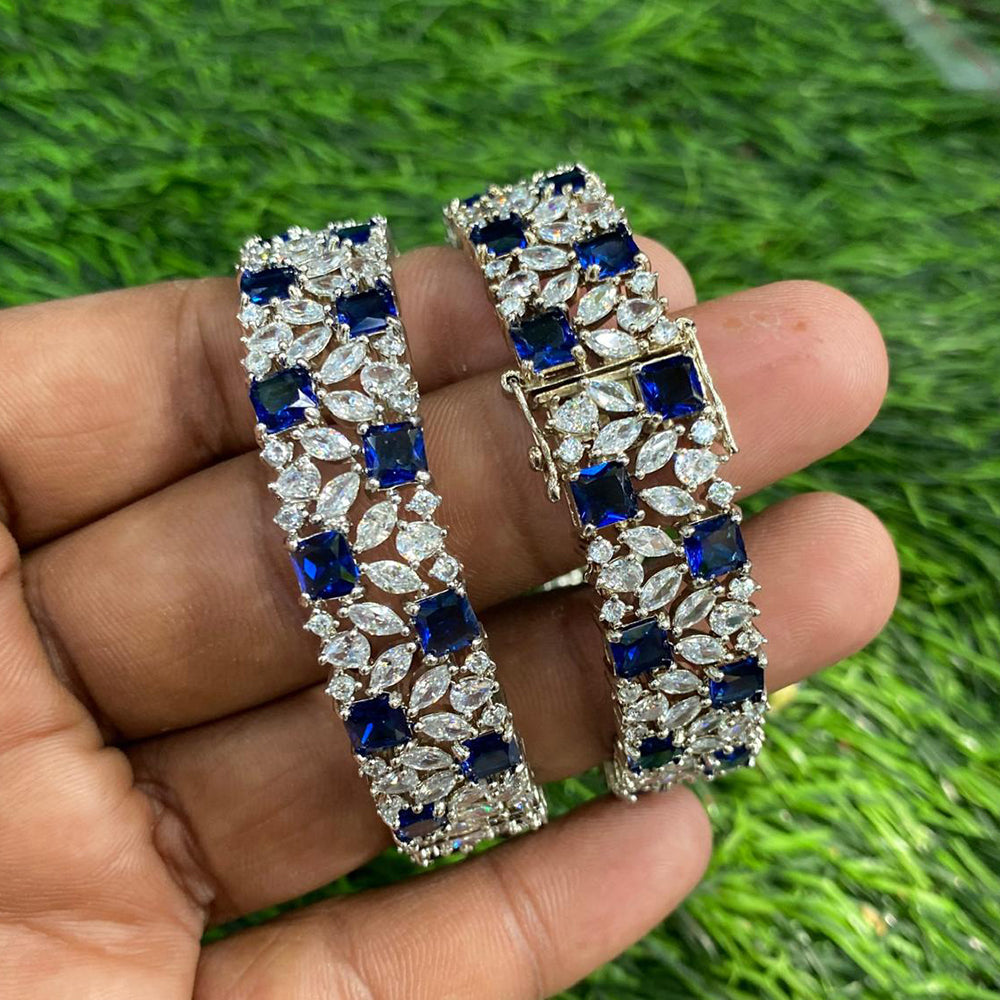 Amoliya Jewels Stylish Statement American Diamond  Openable Bangles Set