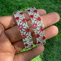 Amoliya Jewels Stylish Statement American Diamond  Openable Bangles Set