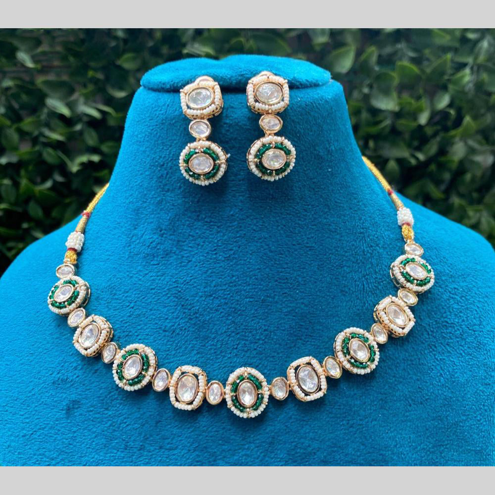 Amoliya Jewels 2 Tone Luxury Polki Kundan Stone And Pearl Necklace Set