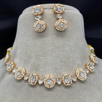 Amoliya Jewels 2 Tone Luxury Polki Kundan Stone And Pearl Necklace Set