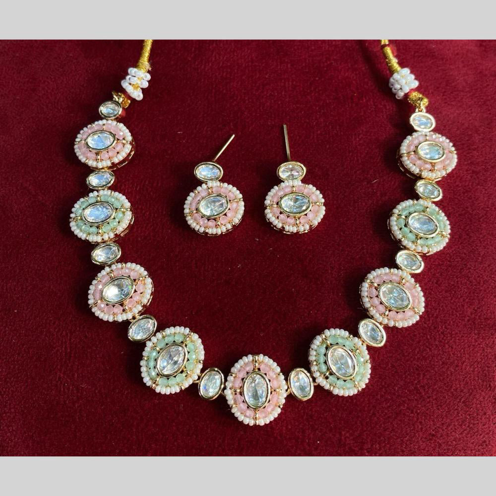 Amoliya Jewels 2 Tone Luxury Polki Kundan Stone And Pearl Necklace Set