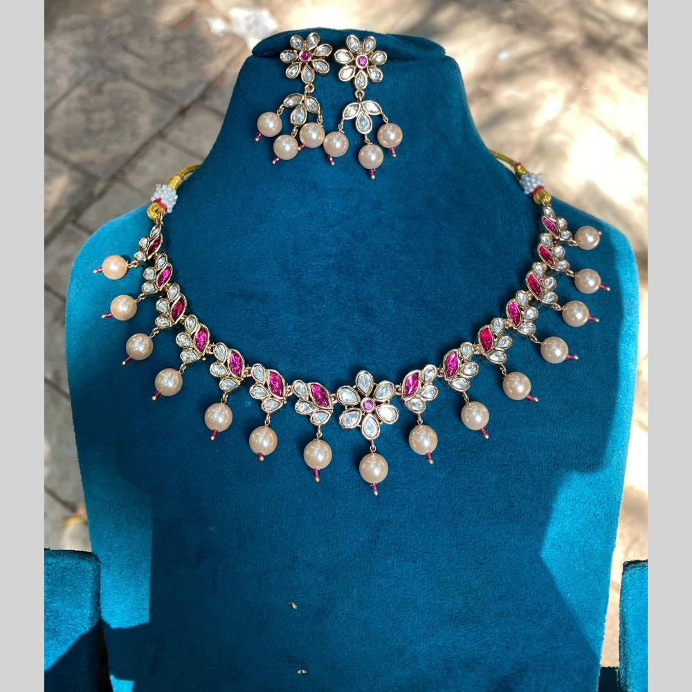 Amoliya Jewels Luxury Polki Kundan Stone And Beads Necklace Set