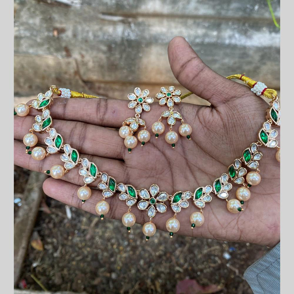 Amoliya Jewels Luxury Polki Kundan Stone And Beads Necklace Set