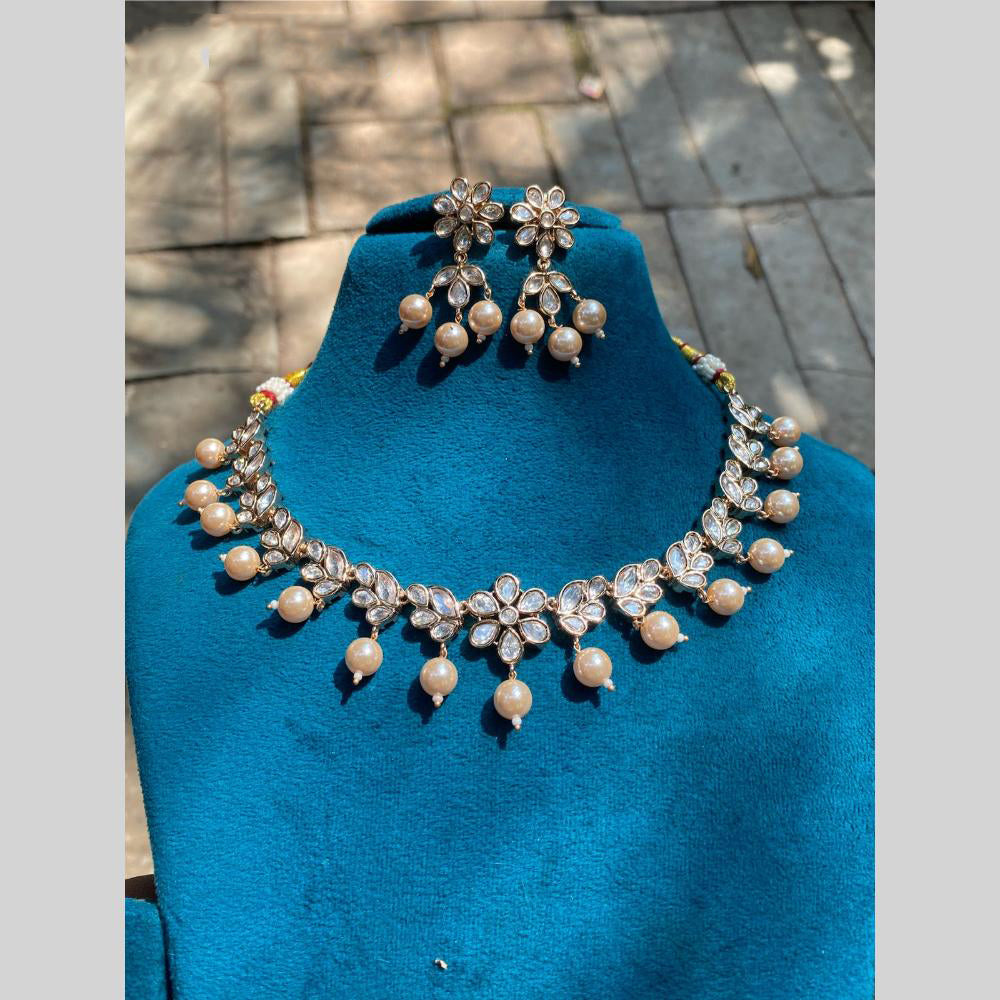 Amoliya Jewels Luxury Polki Kundan Stone And Beads Necklace Set