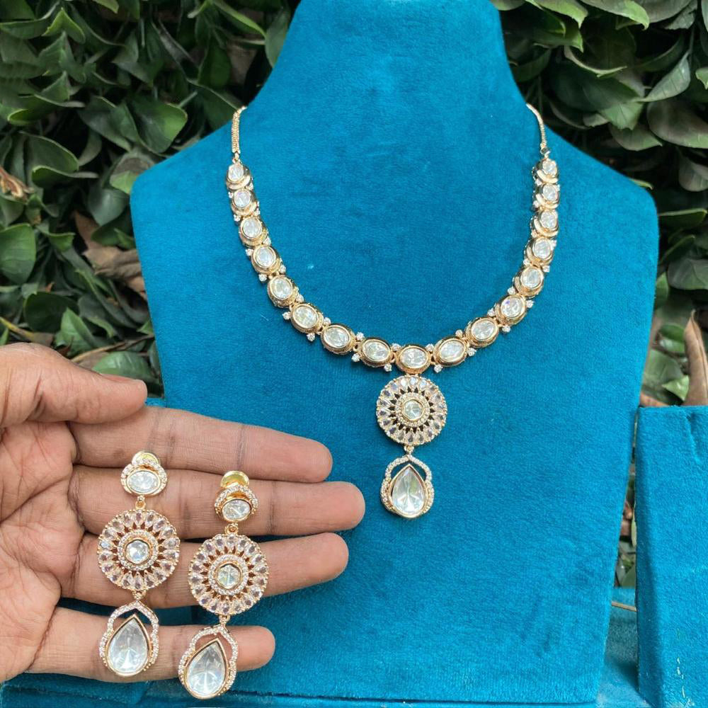 Amoliya Jewels Luxury Polki Kundan Stone Necklace Set