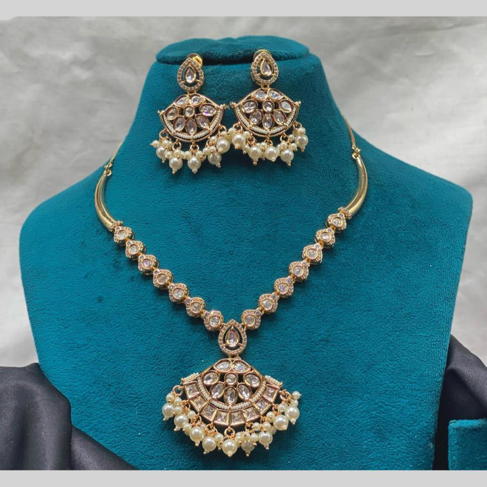 Amoliya Jewels Luxury Polki Kundan Stone Pearl And Beads Necklace Set 