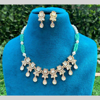 Amoliya Jewels Luxury Polki Kundan Stone Pearl And Beads Necklace Set