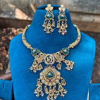 Amoliya Jewels Graceful Pota Stone Pearl Necklace Set 