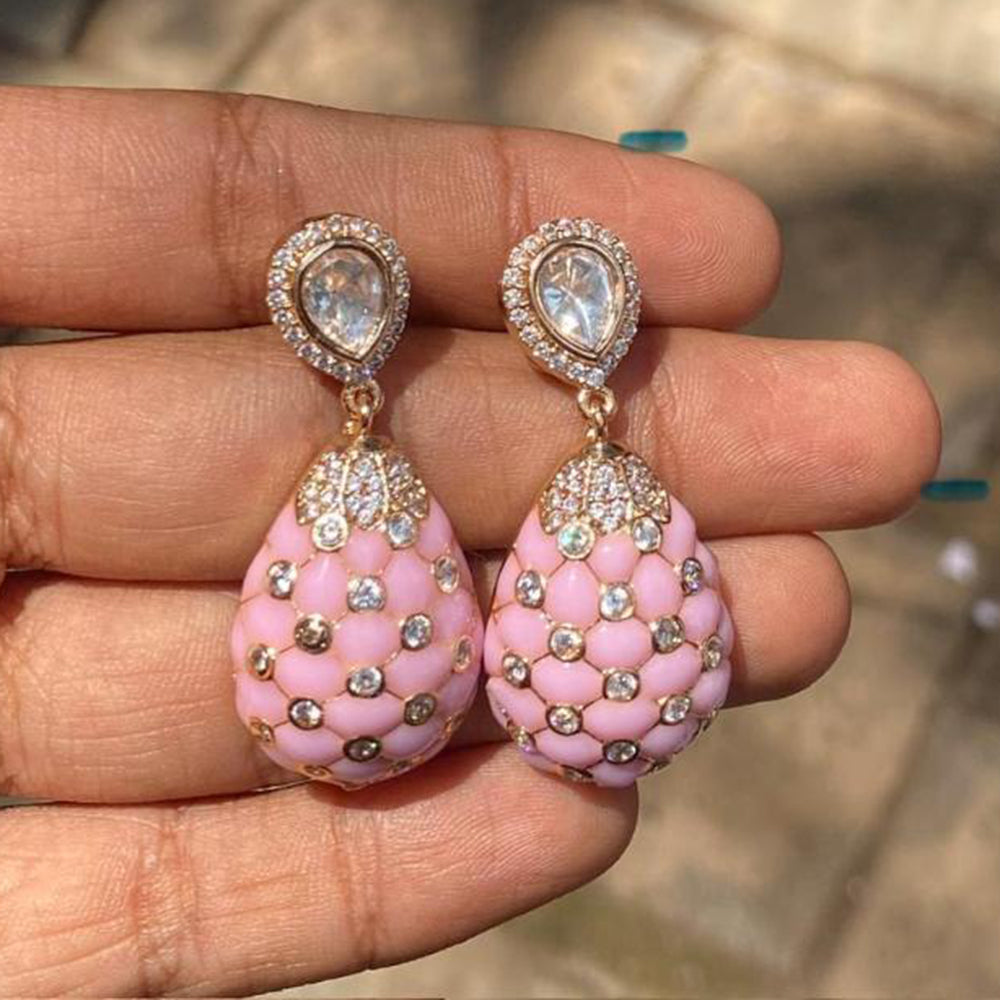 Amoliya Jewels Designer Polki Kundan Statement Dangler Earrings
