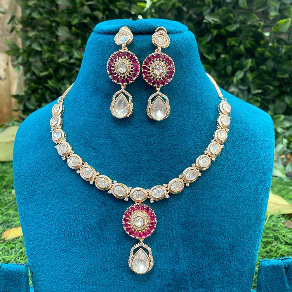 Amoliya Jewels Luxury Polki Kundan Stone Necklace Set