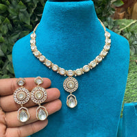 Amoliya Jewels Luxury Polki Kundan Stone Necklace Set