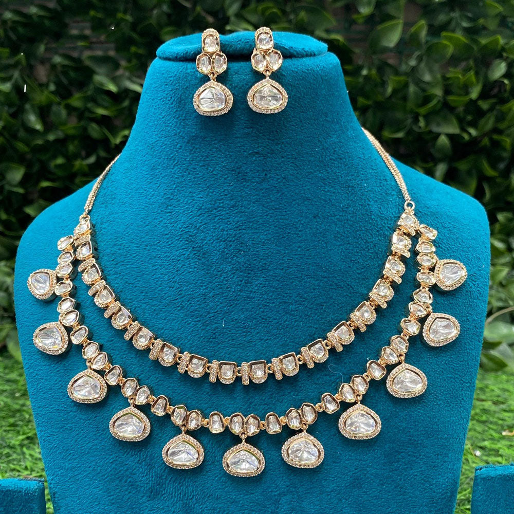 Amoliya Jewels Luxury Polki Kundan Stone Necklace Set