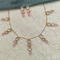 Amoliya Jewels Luxury Polki Kundan Stone And Beads Necklace Set