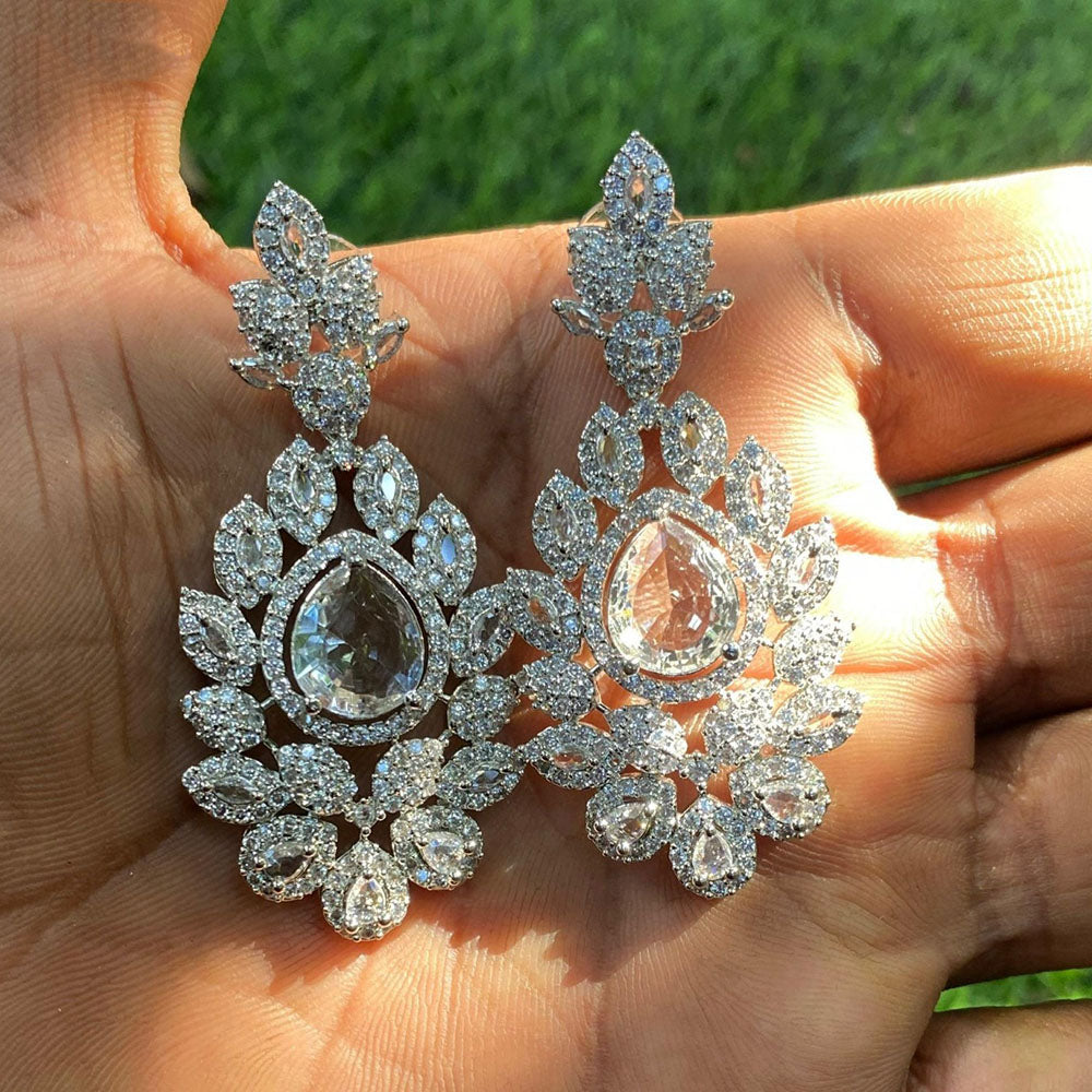 Amoliya Jewels American Diamond Designer Dangler Earrings