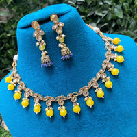 Amoliya Jewels Heritage Crystal Stone Pearl And Beads Choker Necklace Set