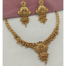 Amoliya Jewels Gold Plated Pota Stone And Pearls Temple Necklace Set