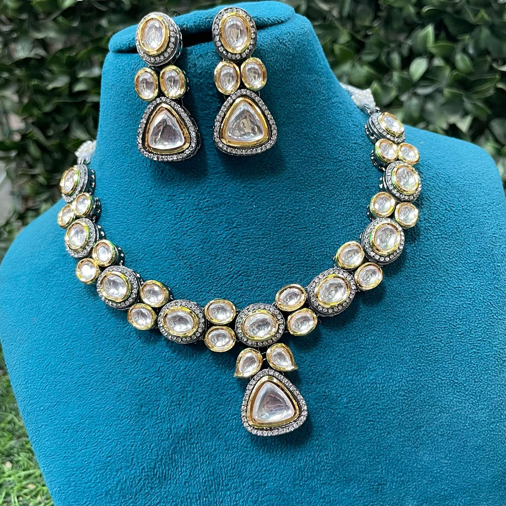 Amoliya Jewels Gold Plated Kundan Stone Necklace Set