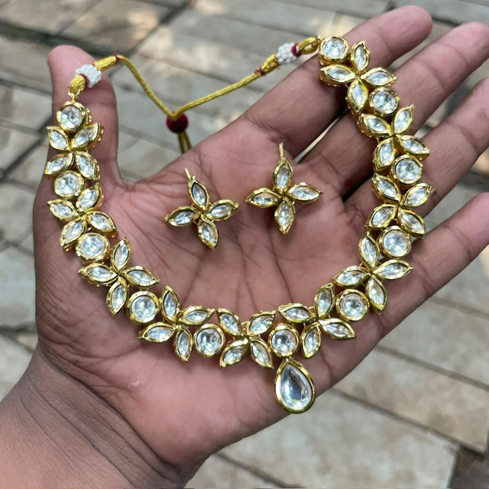 Amoliya Jewels Gold Plated Kundan Stone Necklace Set