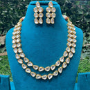 Amoliya Jewels Gold Plated Kundan Stone Double Layer Necklace Set