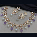 Amoliya Jewels Gold Plated Kundan Stone And Pearl Necklace Set