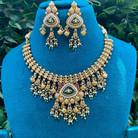 Amoliya Jewels Designer Pota Stone And Beads Necklace Set