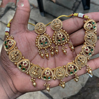 Amoliya Jewels Designer Pota Stone And Beads Necklace Set