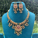 Amoliya Jewels Designer Pota Stone And Beads Necklace Set
