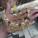 Amoliya Jewels Designer Pota Stone And Beads Meenakari Necklace Set